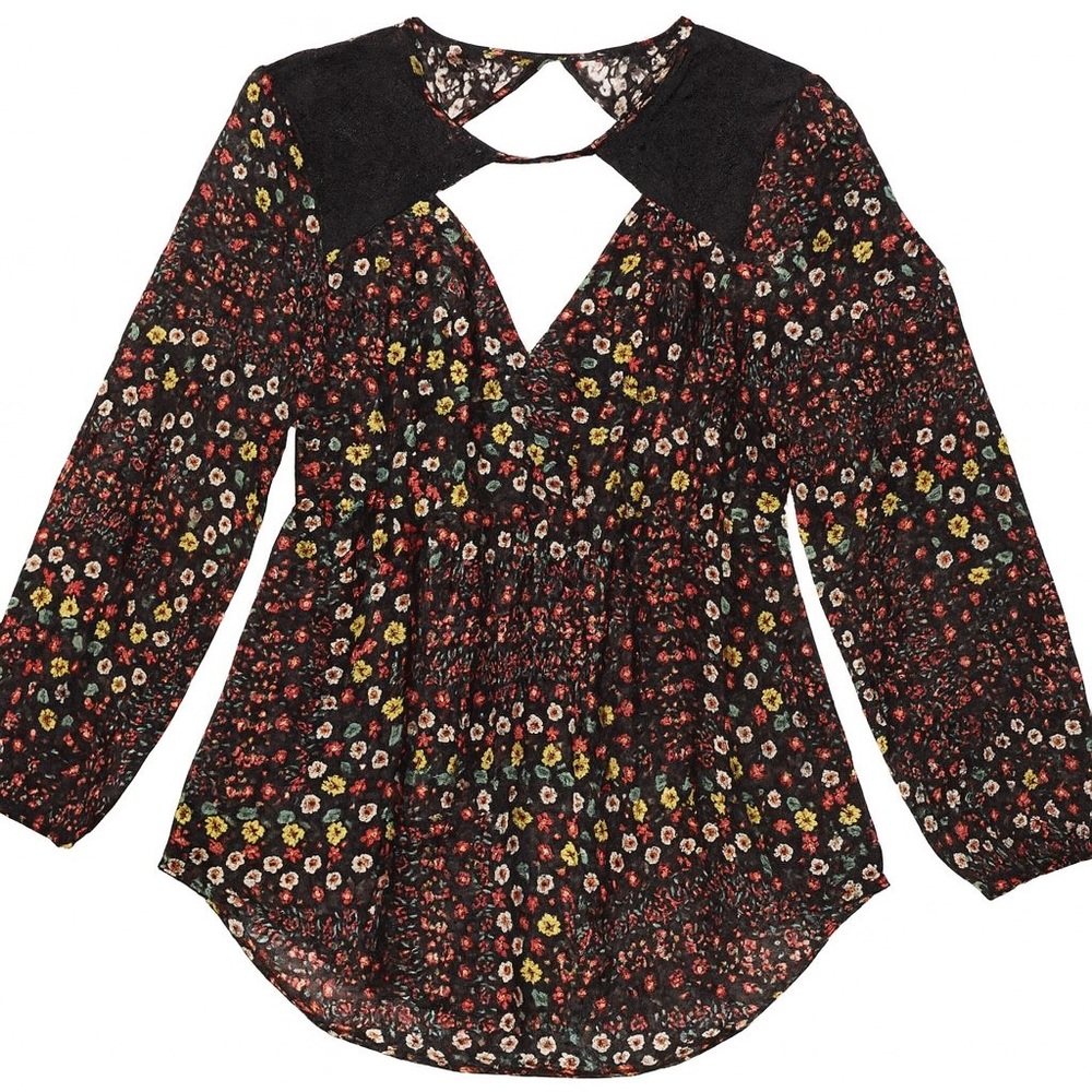 BCBGeneration Black Floral Blouse